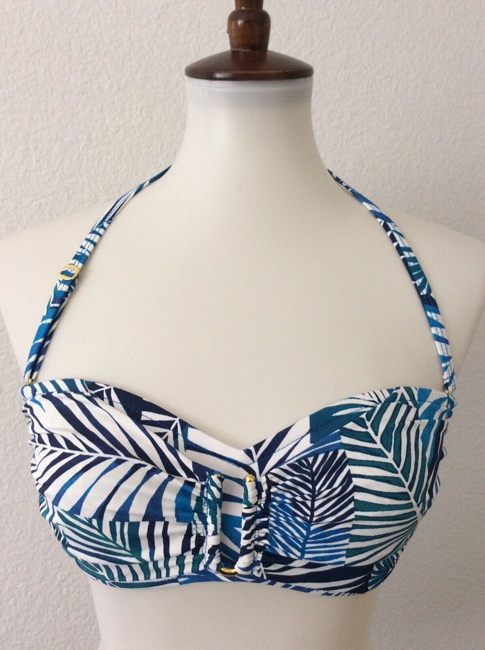 Bleu Rod Beattie Bikini Top Halter Tropical Blue Swimwear